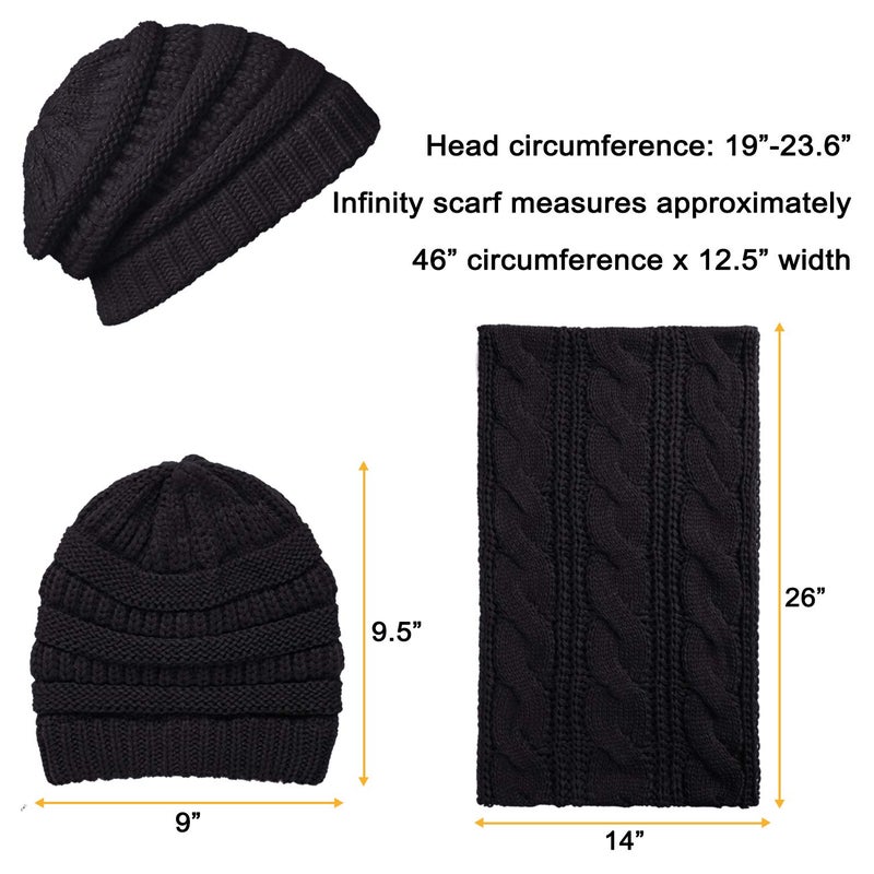 Double Couple Womens Scarf Beanie Hat Set Thick Winter Infinity Scarf Knit Scarfs for Women - Image 3